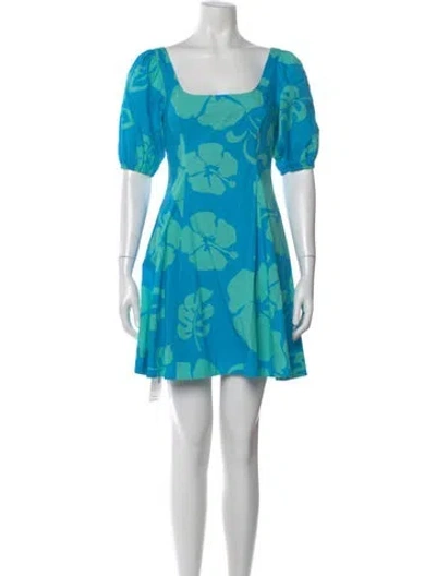 Pre-owned Staud Floral Print Mini Dress In Blue