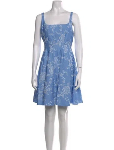 Pre-owned Staud Floral Print Mini Dress In Blue