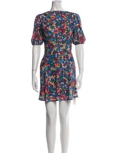 Pre-owned Staud Floral Print Mini Dress In Blue