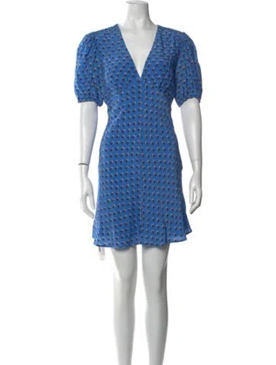 Pre-owned Staud Floral Print Mini Dress In Blue