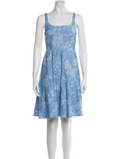 Pre-owned Staud Floral Print Mini Dress In Blue