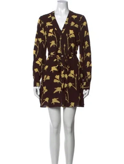 Pre-owned Staud Floral Print Mini Dress In Brown