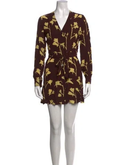 Pre-owned Staud Floral Print Mini Dress In Brown