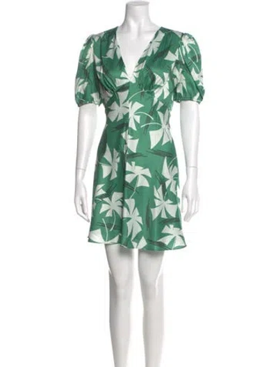Pre-owned Staud Floral Print Mini Dress In Green