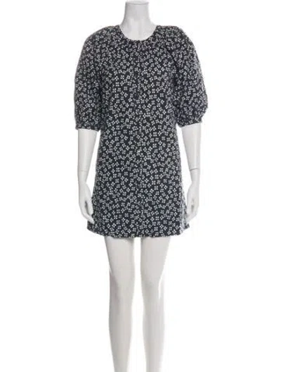 Pre-owned Staud Floral Print Mini Dress In Green