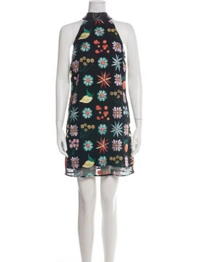 Pre-owned Staud Floral Print Mini Dress In Green