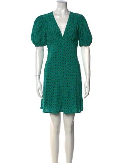 Pre-owned Staud Floral Print Mini Dress In Green