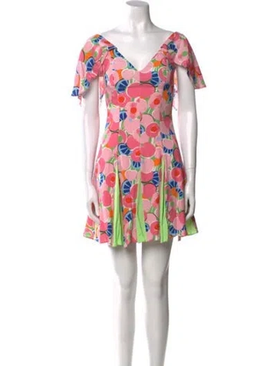 Pre-owned Staud Floral Print Mini Dress In Multi