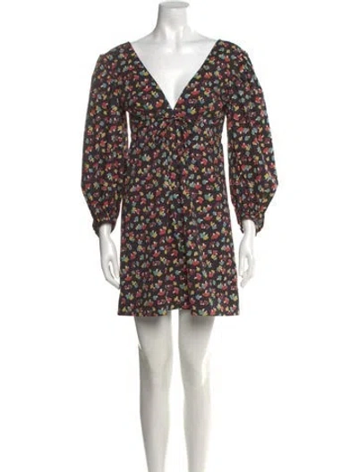 Pre-owned Staud Floral Print Mini Dress In Multi