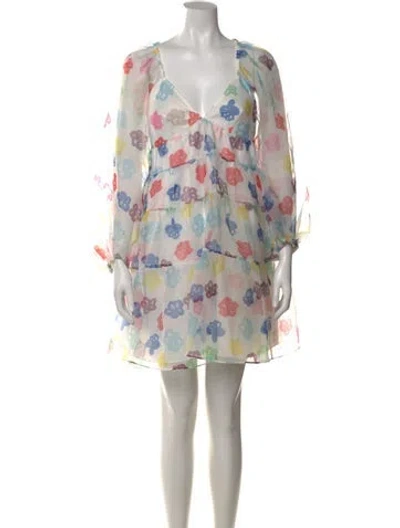 Pre-owned Staud Floral Print Mini Dress In Multi