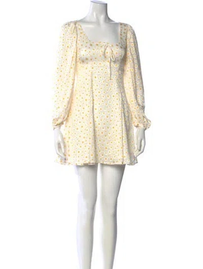 Pre-owned Staud Floral Print Mini Dress In Neutral