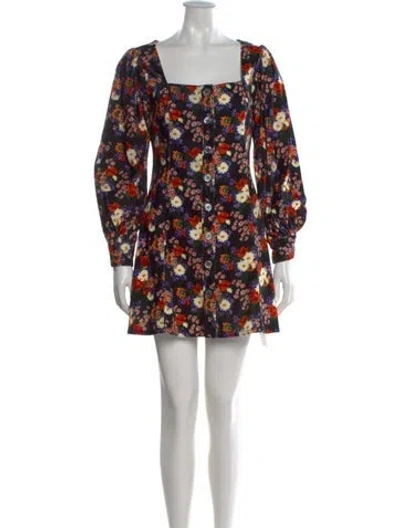 Pre-owned Staud Floral Print Mini Dress In Orange