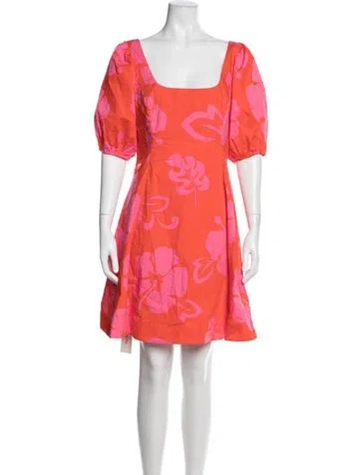 Pre-owned Staud Floral Print Mini Dress In Orange