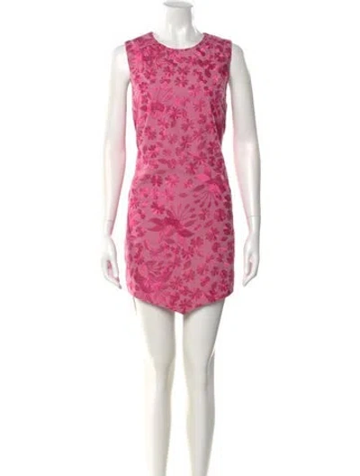 Pre-owned Staud Floral Print Mini Dress In Pink
