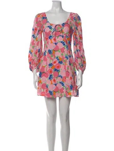 Pre-owned Staud Floral Print Mini Dress In Pink