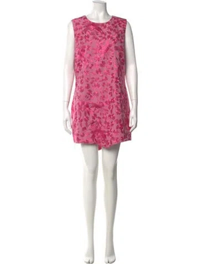 Pre-owned Staud Floral Print Mini Dress In Pink