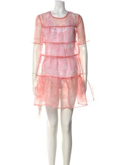 Pre-owned Staud Floral Print Mini Dress In Pink