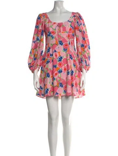 Pre-owned Staud Floral Print Mini Dress In Pink