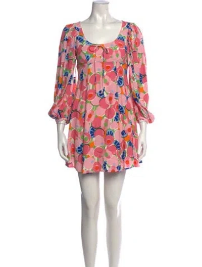 Pre-owned Staud Floral Print Mini Dress In Pink