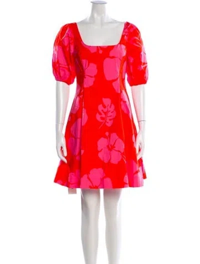 Pre-owned Staud Floral Print Mini Dress In Red