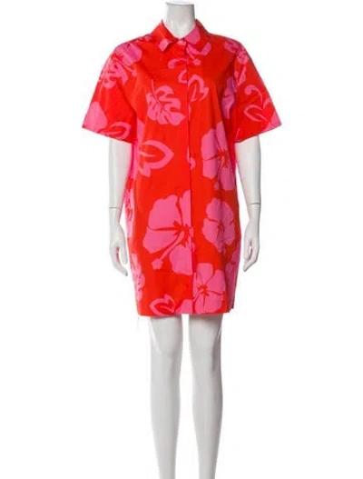 Pre-owned Staud Floral Print Mini Dress In Red
