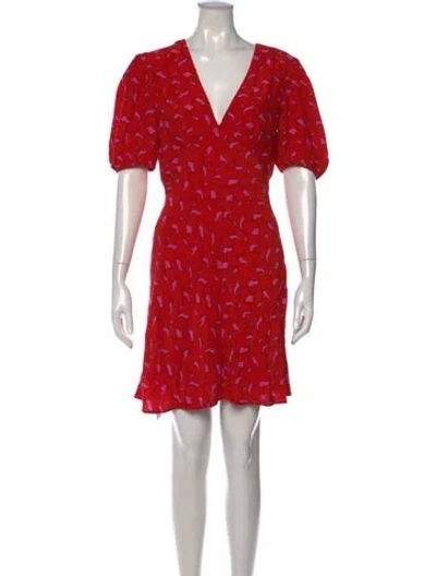 Pre-owned Staud Floral Print Mini Dress In Red