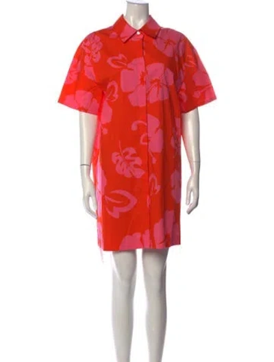 Pre-owned Staud Floral Print Mini Dress In Red