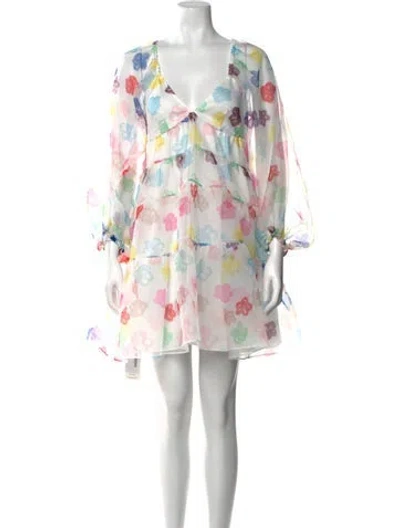 Pre-owned Staud Floral Print Mini Dress W/ Tags In Multi