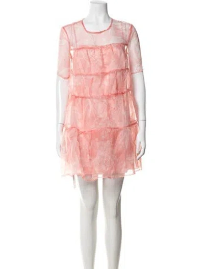 Pre-owned Staud Floral Print Mini Dress W/ Tags In Pink