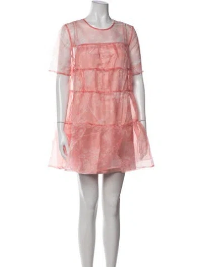 Pre-owned Staud Floral Print Mini Dress W/ Tags In Pink
