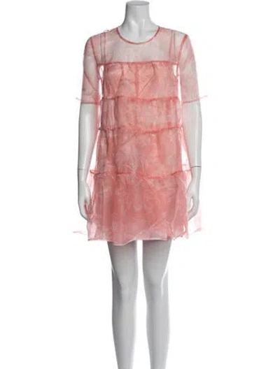 Pre-owned Staud Floral Print Mini Dress W/ Tags In Pink