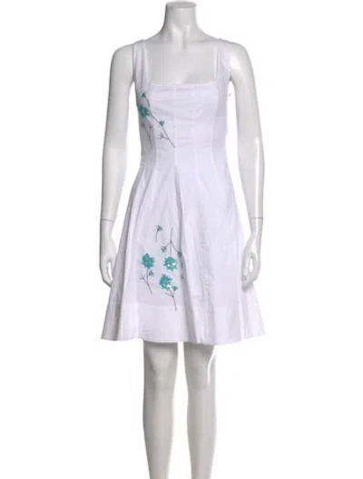 Pre-owned Staud Floral Print Mini Dress W/ Tags In White