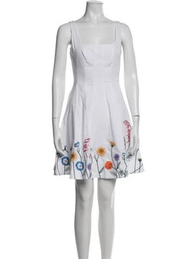 Pre-owned Staud Floral Print Mini Dress In White