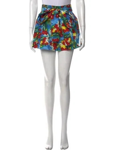 Pre-owned Staud Floral Print Mini Shorts In Multi