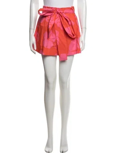 Pre-owned Staud Floral Print Mini Shorts In Pink
