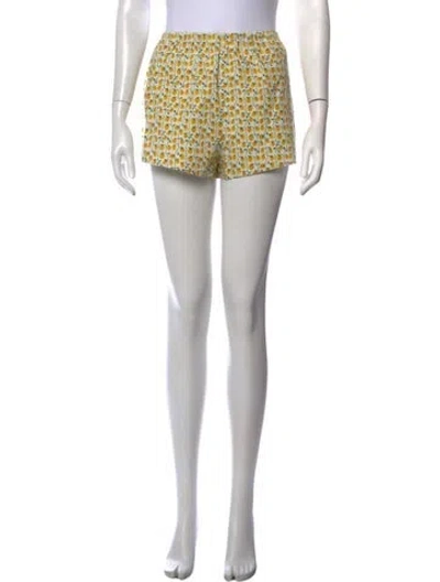 Pre-owned Staud Floral Print Mini Shorts W/ Tags In Blue