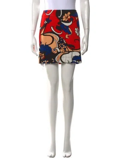 Pre-owned Staud Floral Print Mini Skirt In Multicolor