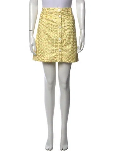 Pre-owned Staud Floral Print Mini Skirt W/ Tags In Yellow