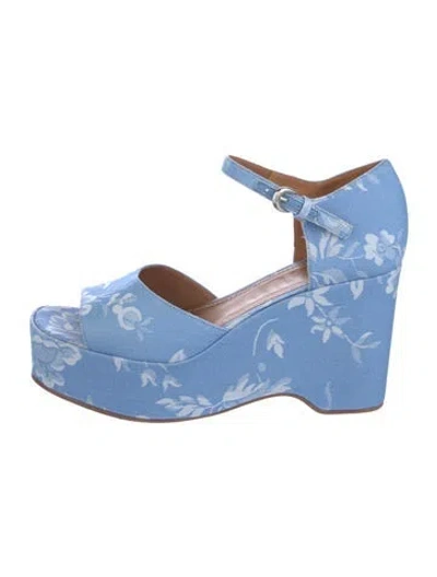 Pre-owned Staud Floral Print Pumps In Blue