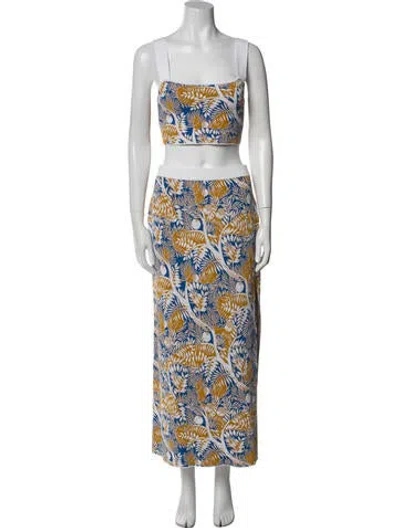 Pre-owned Staud Floral Print Skirt Set