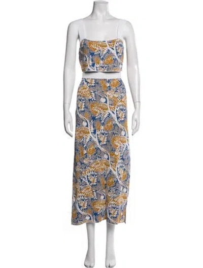 Pre-owned Staud Floral Print Skirt Set In Brown