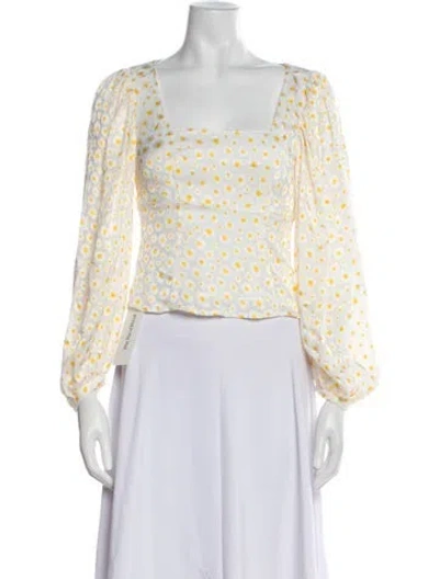 Pre-owned Staud Floral Print Square Neckline Crop Top In Neutral