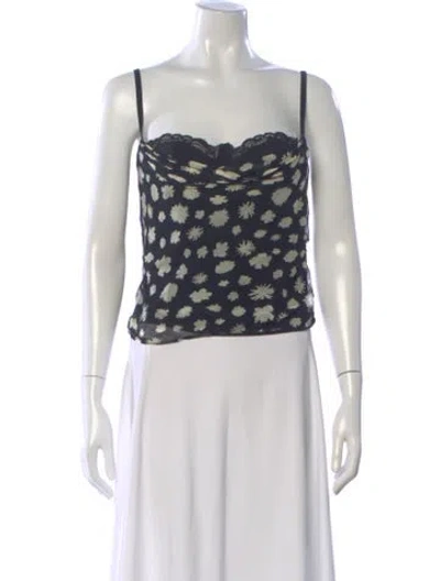 Pre-owned Staud Floral Print V-neck Crop Top W/ Tags In Pink