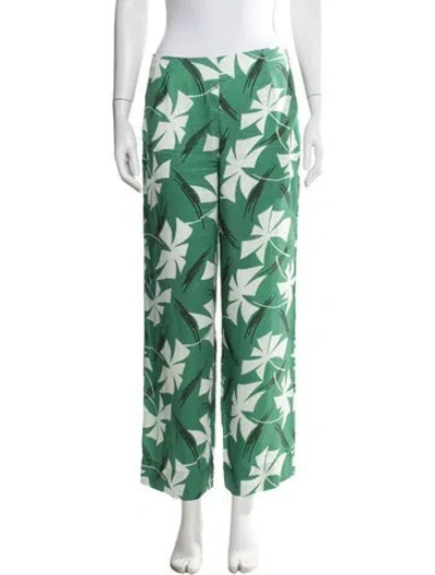 Pre-owned Staud Floral Print Wide Leg Pants In Green