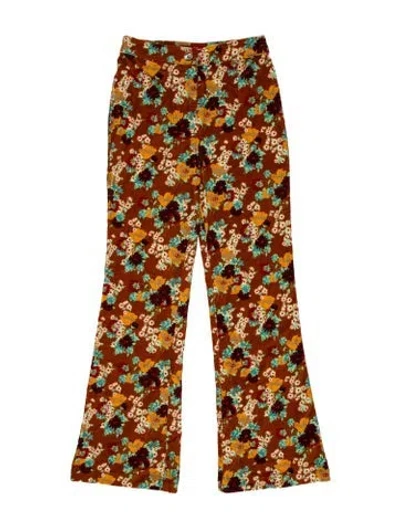 Pre-owned Staud Floral Print Wide Leg Pants W/ Tags In Orange