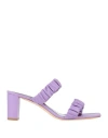 Staud Frankie Ruched Sandal Woman Sandals Lilac Size 7 Goat Skin In Purple