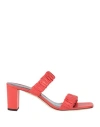 Staud Frankie Ruched Sandal Woman Sandals Tomato Red Size 9 Goat Skin