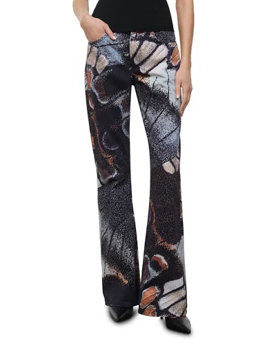 Staud Franky Mid Rise Flare Jeans In Butterfly Sky In Black