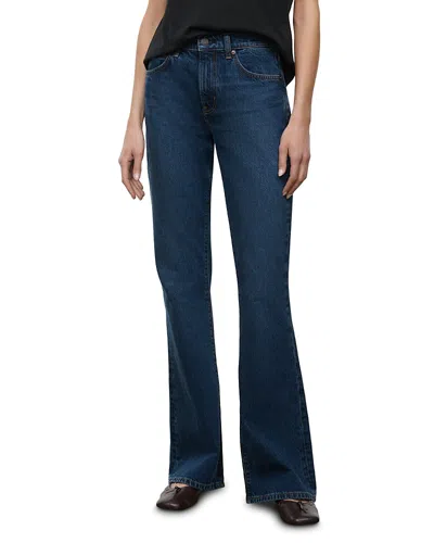 Staud Franky Mid Rise Flare Jeans In Heritage In Blue