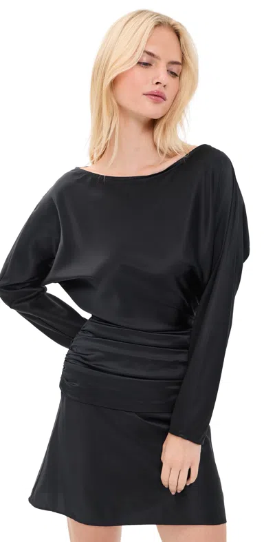 Staud Freda Silk Mini Dress Black